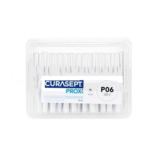 Przejdź do produktu Szczoteczki międzyzębowe - Curasept P06 białe krótkie 0,6mm - 25 szt