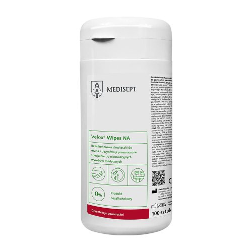 Przejdź do produktu VELOX WIPES NA 100 szt. - puszka - chusteczki bezalkoholowe  (dezynfekcja powierzchni)