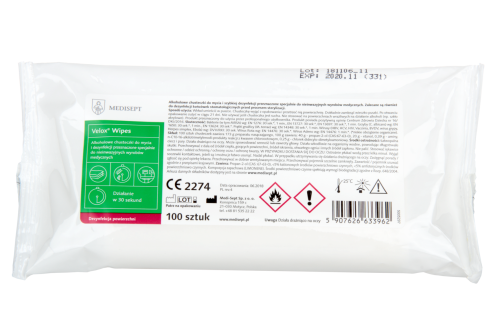 Przejdź do produktu VELOX WIPES 100 szt. - wkład - chusteczki alkoholowe  (dezynfekcja powierzchni)