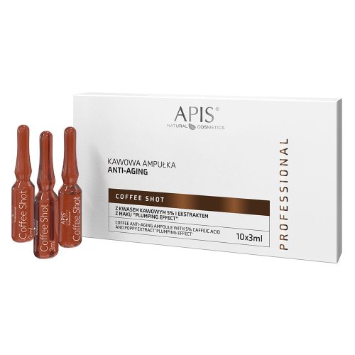 Przejdź do produktu Apis Coffee Shot, Kawowa ampułka Anti-Aging z kwasem kawowym i ekstraktem z maku,,Plumping Efec",10x3,5 ml