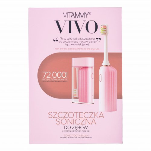 Przejdź do produktu Vitammy szczoteczka soniczna VIVO Róż- 3 tryby, etui