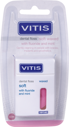 Przejdź do produktu VITIS delikatna woskowana nić dentystyczna z miętą i fluorem (pęczniejąca pod wpływem śliny) różowa