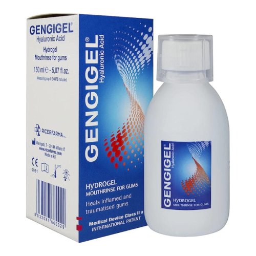 Przejdź do produktu GENGIGEL Mouthrinse 0,025% HA 150ml - płyn zawierający kwas hialuronowy wspomagający gojenie się stanów zapalnych dziąseł