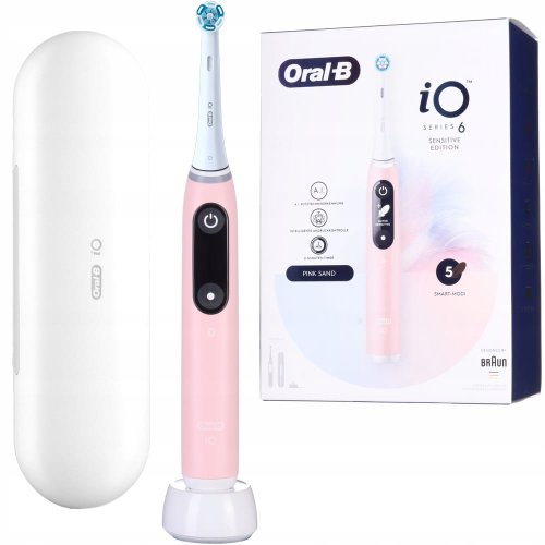 Przejdź do produktu ORAL-B iO 6N Pink Sand szczoteczka magnetyczna z 2 końcówkami i etui