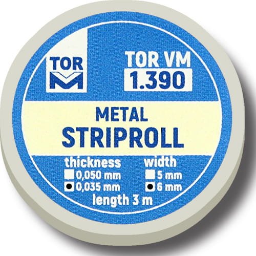 Przejdź do produktu Paski metalowe do formówki - 0,035 mm, szer. 6 mm, dł. 3 m.