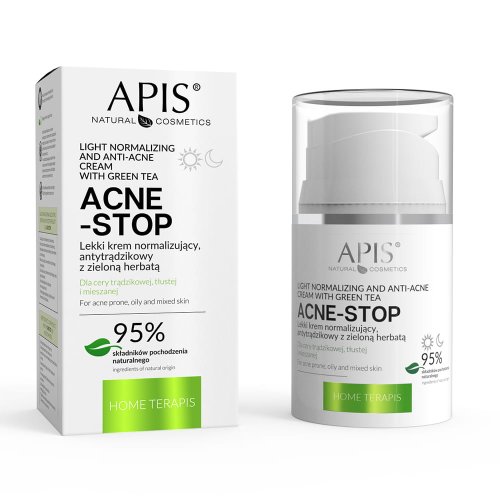 Przejdź do produktu APIS Acne-stop Home terApis Lekki krem normalizujący, antytrądzikowy z zieloną herbatą 50 ml