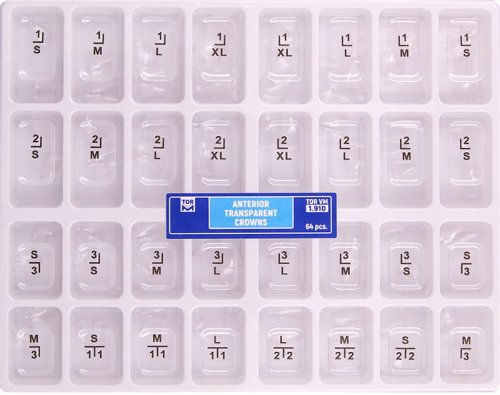 Przejdź do produktu Korony celuloidowe przezroczyste do zębów przednich (op. 64 szt.)