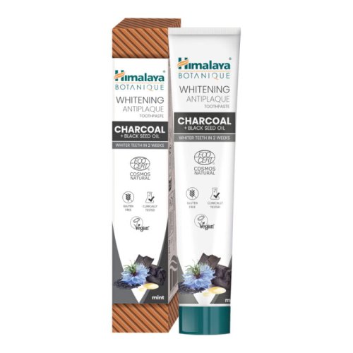 Przejdź do produktu HIMALAYA Botanique Whitening Antiplaque CHARCOAL 75g - czarna pasta do zębów z aktywnym węglem i olejem z czarnuszki