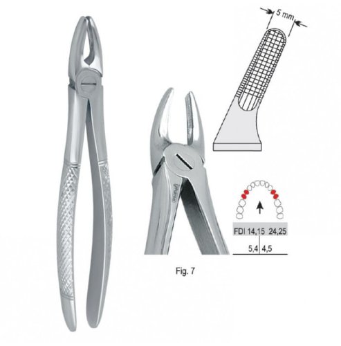 Przejdź do produktu Kleszcze ekstrakcyjne mod. Europejski do zębów przedtrzonowych górnych fig. 7