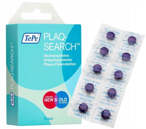Przejdź do produktu TePe PlaqSearch tabletki do wybarwiania płytki nazębnej 10 sztuk