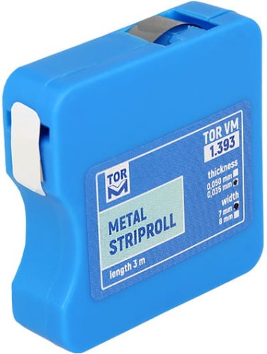 Przejdź do produktu Paski metalowe do formówki (box) - 0,035 mm, szer. 7 mm, dł. 3 m.