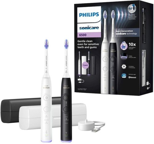 Przejdź do produktu SONICARE Philips Szczoteczka 6500 DUO BLACK&WHITE - czarna&biała + ETUI HX7419/01