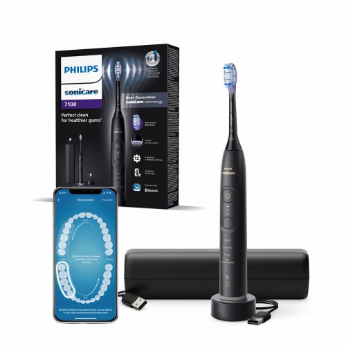Przejdź do produktu SONICARE Philips Szczoteczka 7100 BLACK - czarna + ETUI ładowane HX7421/01