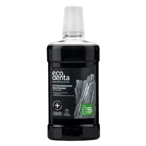 Przejdź do produktu ECODENTA Black line - płyn wybielający do jamy ustnej z węglem Mouthwash Black Extra Whitening 500ml