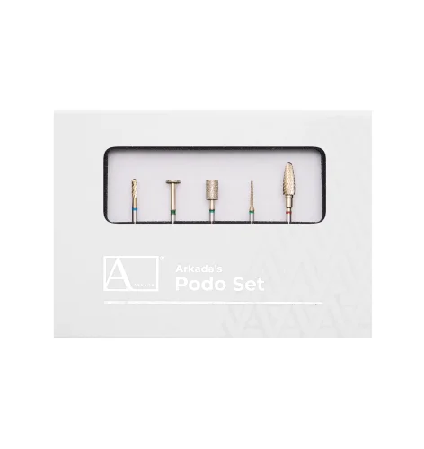 Przejdź do produktu Arkada’s Podo Set GOLD Zestaw pięciu frezów.