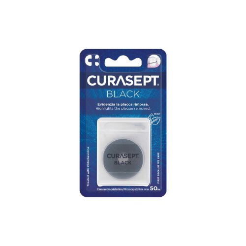 Przejdź do produktu CURASEPT FLOSS Nero dentystyczna nić woskowana o smaku miętowym 50 m (czarna)
