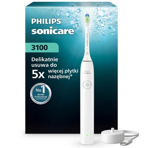 Przejdź do produktu SONICARE Philips Szczoteczka 3100 Series WHITE - biała - z czujnikiem nacisku HX4031/21