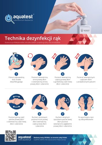 Przejdź do produktu Technika dezynfekcji rąk PVC 24 x 34 cm AQUATEST