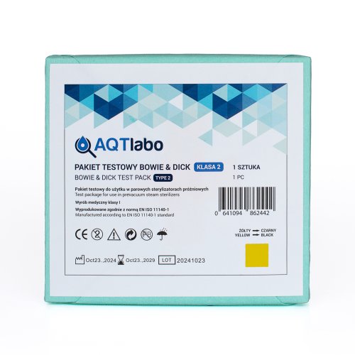 Przejdź do produktu Bowie & Dick pakiet testowy do kontroli sterylizacji parą AQTlabo 10 szt.