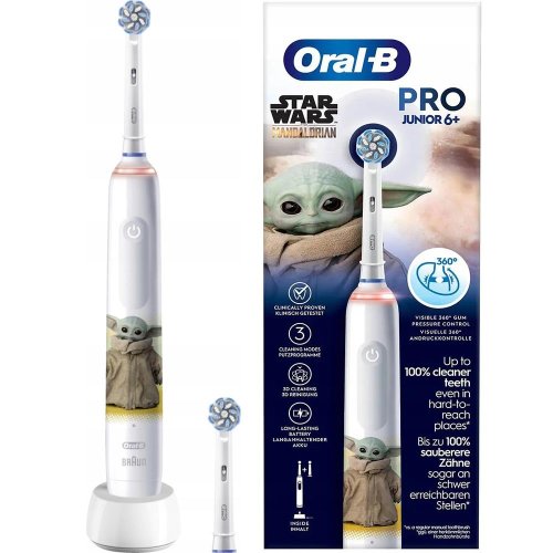 Przejdź do produktu ORAL-B BRAUN SZCZOTECZKA ELEKTRYCZNA JUNIOR PRO STAR WARS Mandalorian 6+lat (3 programy)