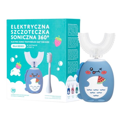 Przejdź do produktu Simed 360 U-shape 2w1 szczoteczka soniczna 360 dla dzieci – ES3 Niebieska