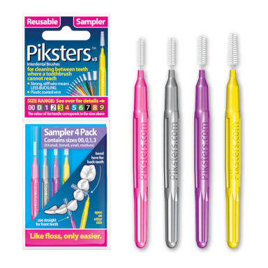 Przejdź do produktu PIKSTERS Sampler 4Pack 4szt. - opakowanie 4 szczoteczek międzyzębowych Piksters - Size00, Size0, Size1, Size3