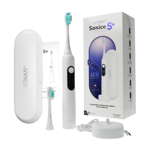 Przejdź do produktu VITAMMY SONICE 5+ WHITE Szczoteczka Soniczna do zębów, 5 trybów, wyświetlacz, timer
