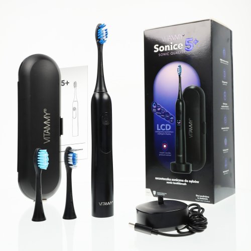 Przejdź do produktu VITAMMY SONICE 5+ BLACK Szczoteczka Soniczna do zębów, 5 trybów, wyświetlacz, timer 