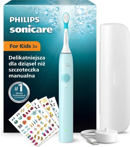 Przejdź do produktu SONICARE Philips Szczoteczka for KIDS 3+ TURKUSOWA - z etui dla dzieci HX6500/33 z Bluetooth 