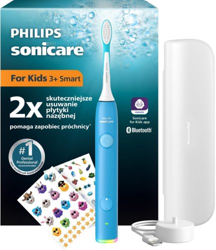 Przejdź do produktu SONICARE Philips Szczoteczka for KIDS SMART 3+ BLUE - NIEBIESKA z etui /dla dzieci/ HX6600/41 z Bluetooth