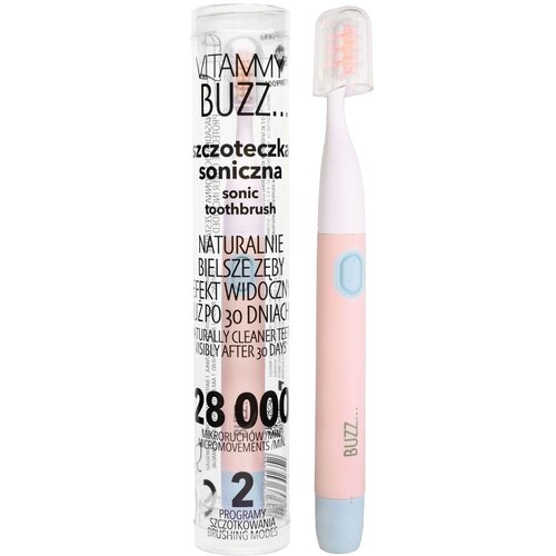 Przejdź do produktu VITAMMY BUZZ RÓŻOWA Szczoteczka soniczna do zębów, 2 programy szczotkowania 