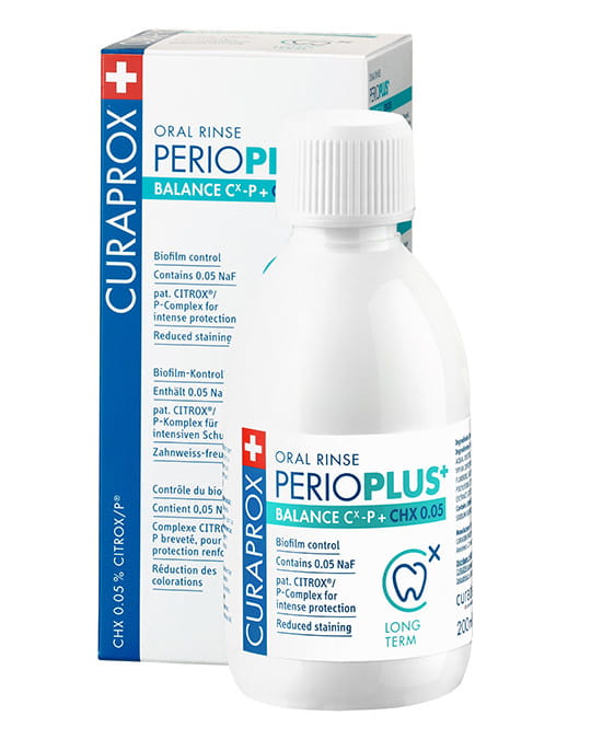 Ополаскиватель для полости рта Curaprox Perio Plus+ Balance, хлоргексидин 0,05%, без спирта, 200 мл