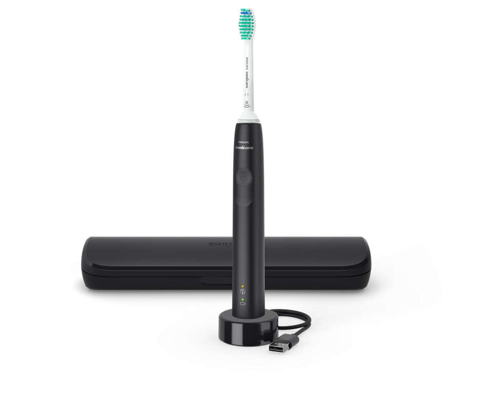 Звуковая зубная щётка Philips Sonicare 3100 Series HX3673 Black, с датчиком давления, с футляром
