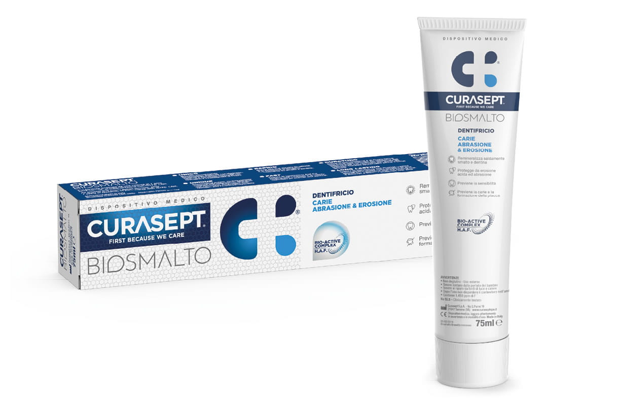 Зубная паста Curasept Biosmalto Caries Abrasion & Erosion, против кариеса и эрозии эмали, 1450 ppm, 75 мл