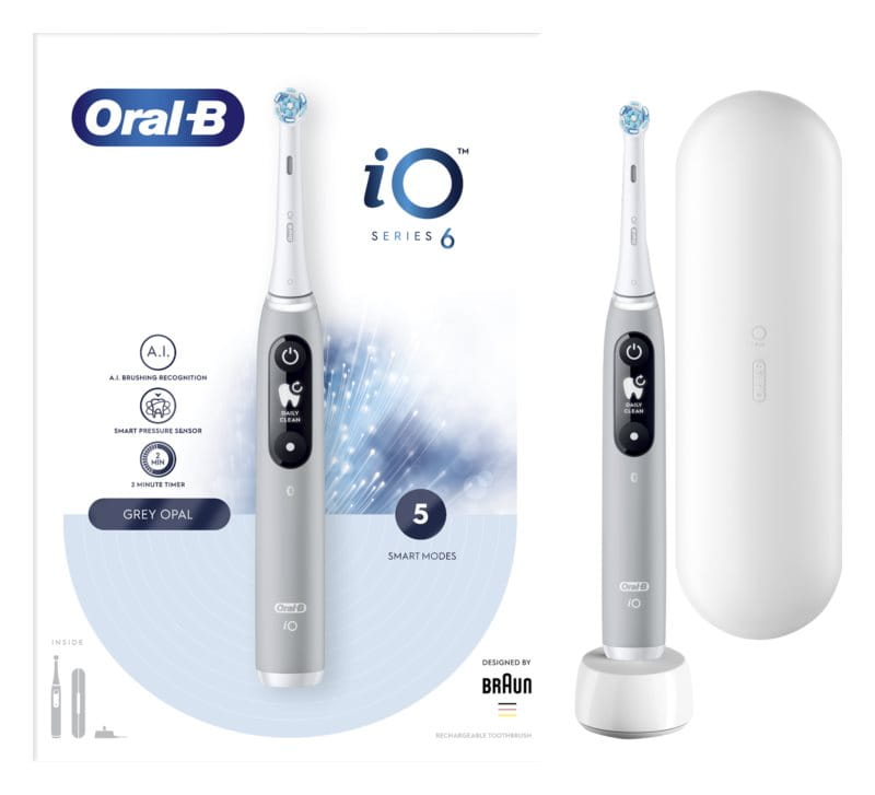 Электрическая зубная щётка Oral-B iO Series 6N Gray Opal, 5 режимов, с дорожным футляром