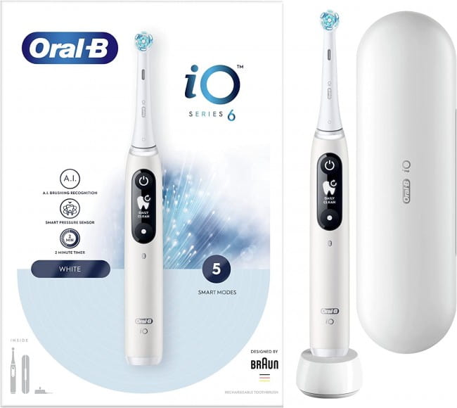 Электрическая зубная щётка Oral-B iO Series 6N White, 5 режимов, с дорожным футляром