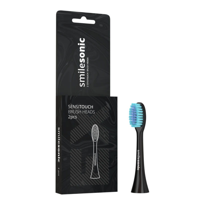 Сменные насадки SmileSonic SensiTouch Black, для чувствительных зубов и дёсен, 2 шт