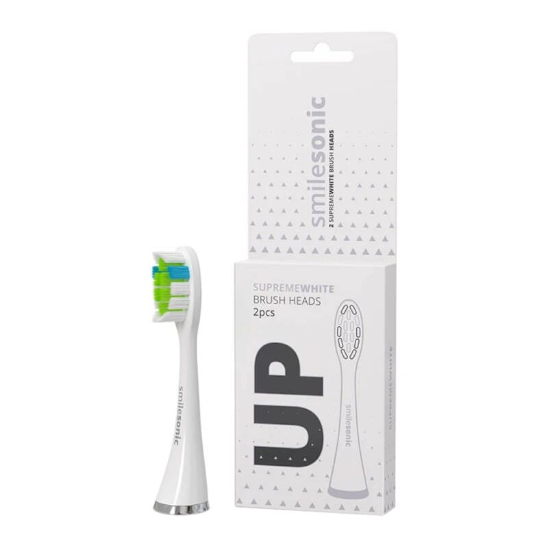 Сменные насадки SmileSonic SupremeWhite White, отбеливающие, для щёток SmileSonic EX, GO, UP, 2 шт