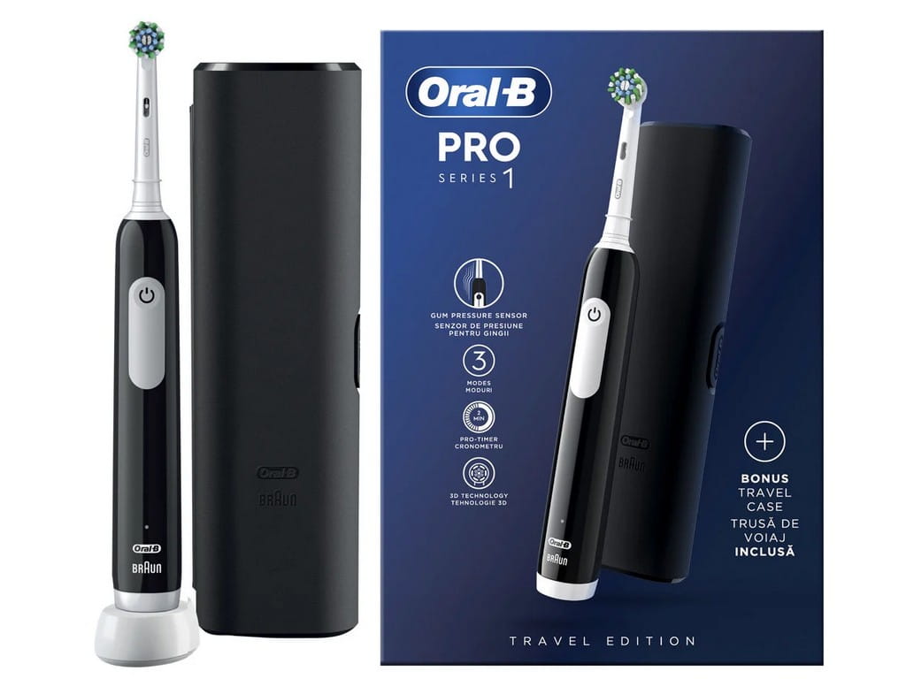 Электрическая зубная щётка Oral-B Pro Series 1 CrossAction Black, с таймером, с чехлом