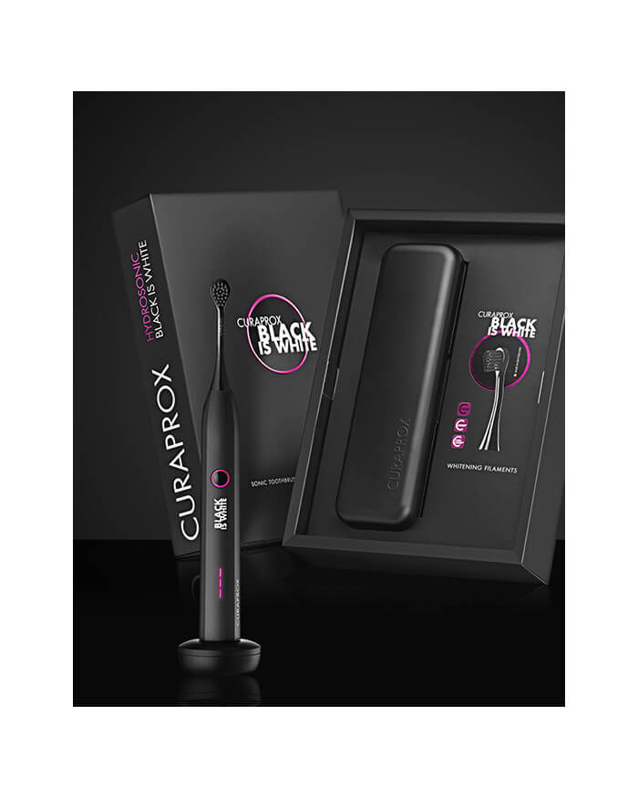 Звуковая зубная щётка Curaprox Black is White Hydrosonic, 3 режима, до 84 000 движений в минуту