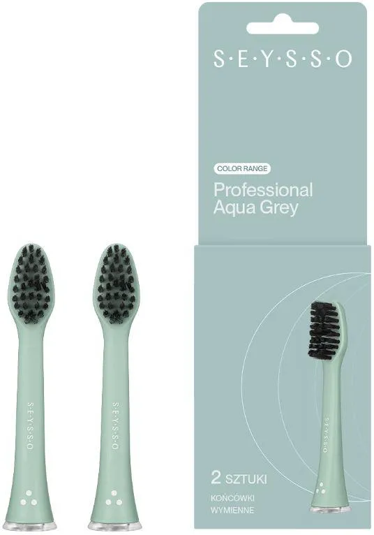 Сменные насадки Seysso Color Professional Aqua Grey, средние, для звуковых щёток Seysso, 2 шт