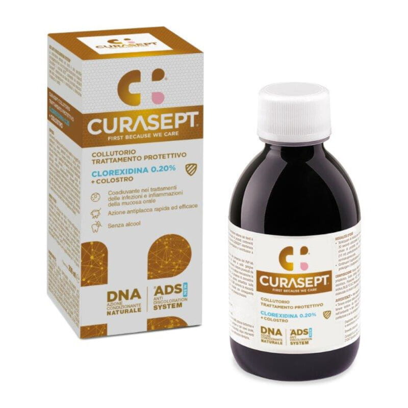 Ополаскиватель для полости рта Curasept DNA ADS, хлоргексидин 0,2% и колострум, без спирта
