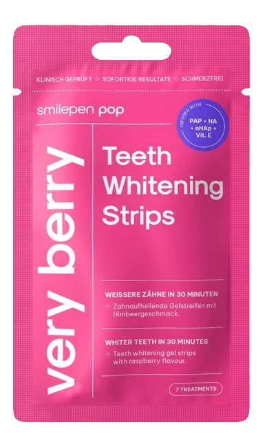 Отбеливающие полоски Smilepen Pop Very Berry, с PAP, 7 пар