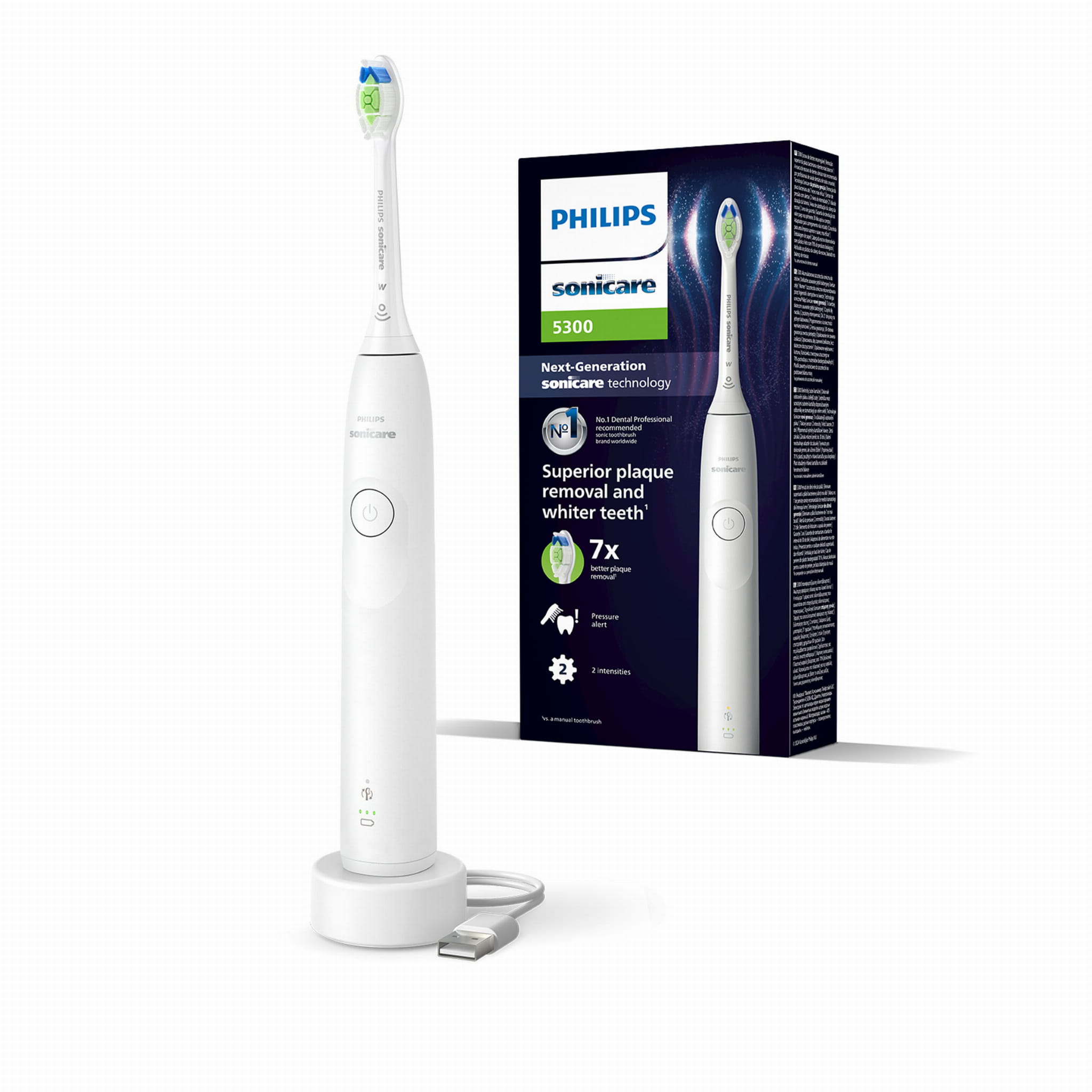 Звуковая зубная щётка Philips Sonicare 5300 HX7108 White, насадка W2 Optimal White