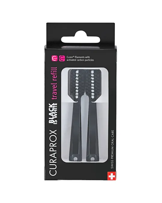 Сменные головки Curaprox Black is White Travel для дорожной щётки, ультрамягкие, 2 шт