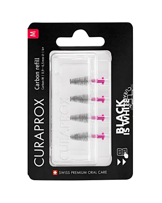 Межзубные ёршики Curaprox Black is White Carbon M, сменные, с угольным покрытием, 4 шт
