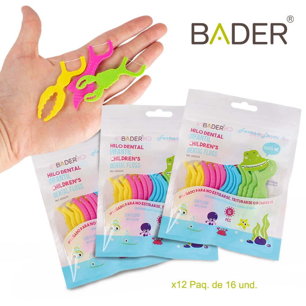 Зубная нить для детей Bader, 4 формы, 12 шт