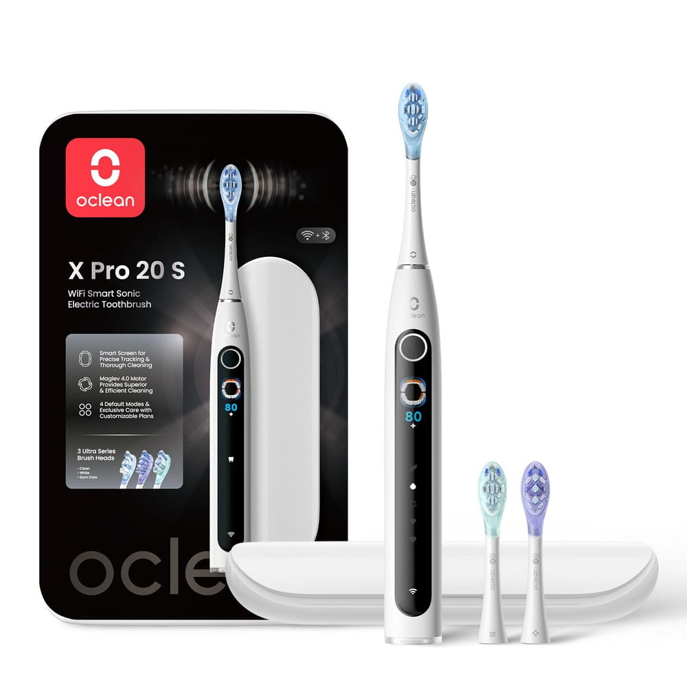 Звуковая зубная щётка Oclean X Pro 20 Set, 84 000 колебаний в минуту, приложение, дорожный футляр, белая