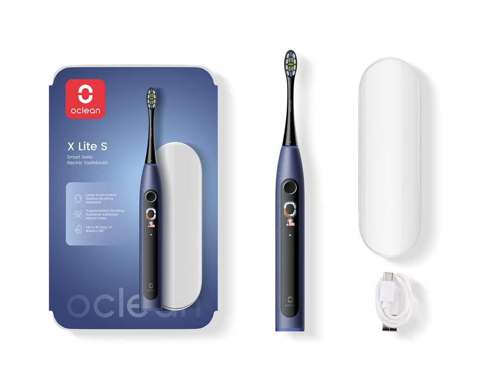 Звуковая зубная щётка Oclean X Lite, до 72 000 колебаний в минуту, 5 режимов, с футляром, тёмно-синяя