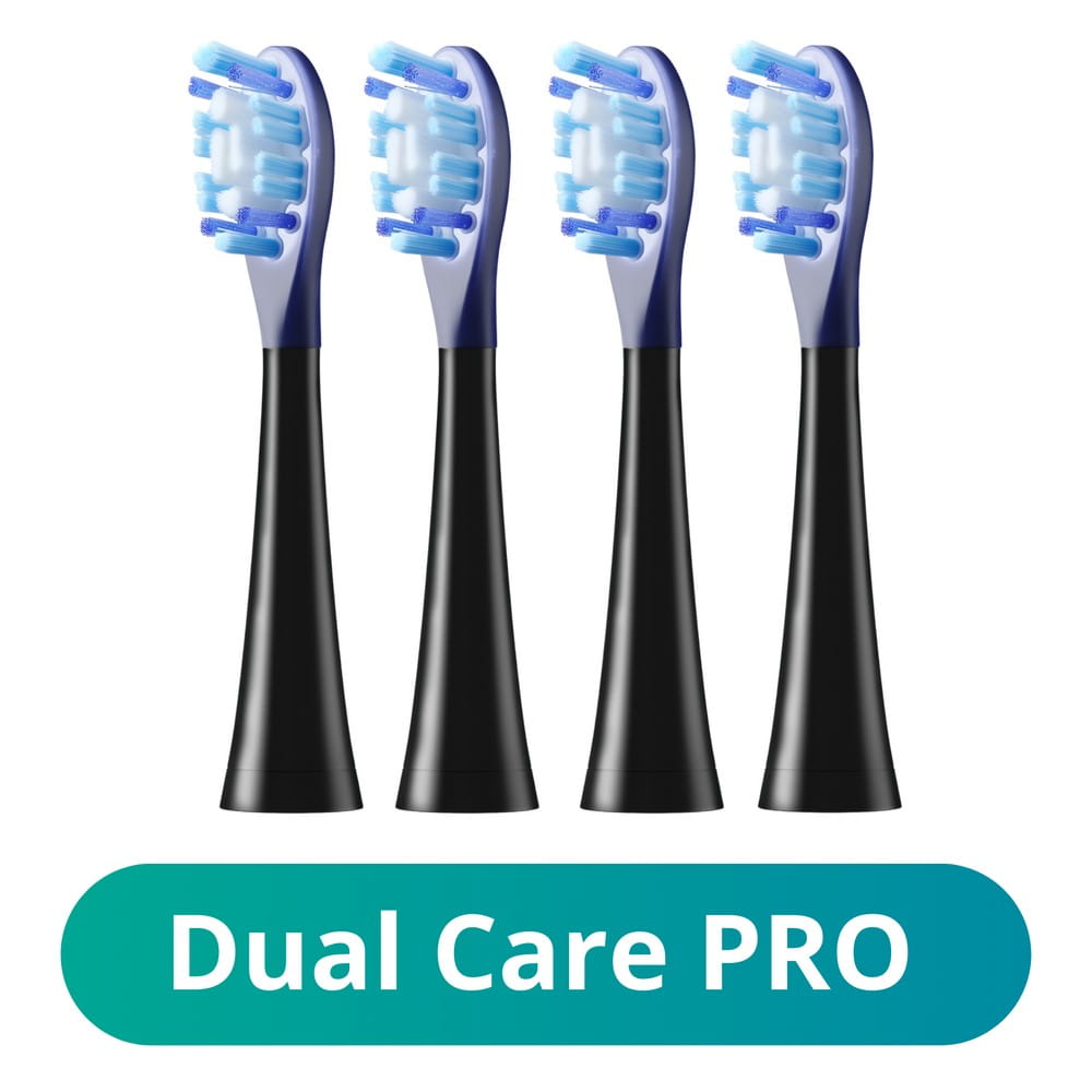 Сменные насадки Meriden Sonic+ Smart+ DualCare Pro, щетина разной жёсткости, чёрные, 4 шт